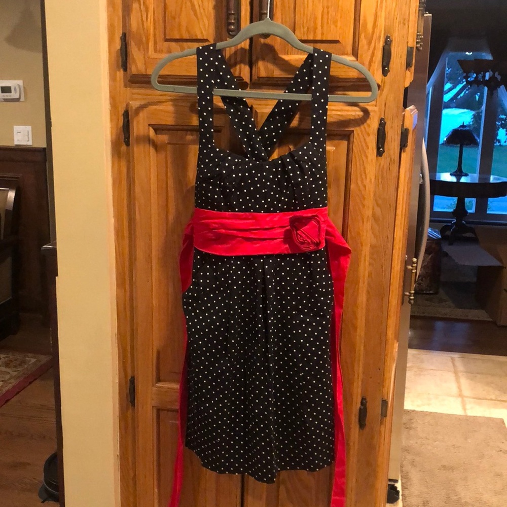 Black and white polka dot mini dress